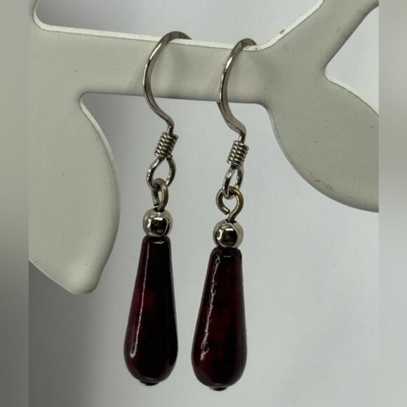 Berry Red tear Drop Earrings - Picture 1 of 5